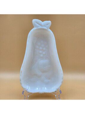 Hazel Atlas Blossom Grape Fruit Milk Glass Relish Dish
